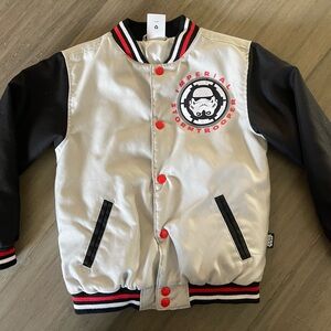 Disney Star Wars Imperial Force Troopers Varsity Jacket Black/Gray sz 5/6